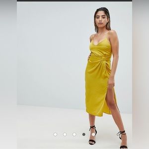 ASOS Design sexy Hammered Satin Mini Dress with knot side.